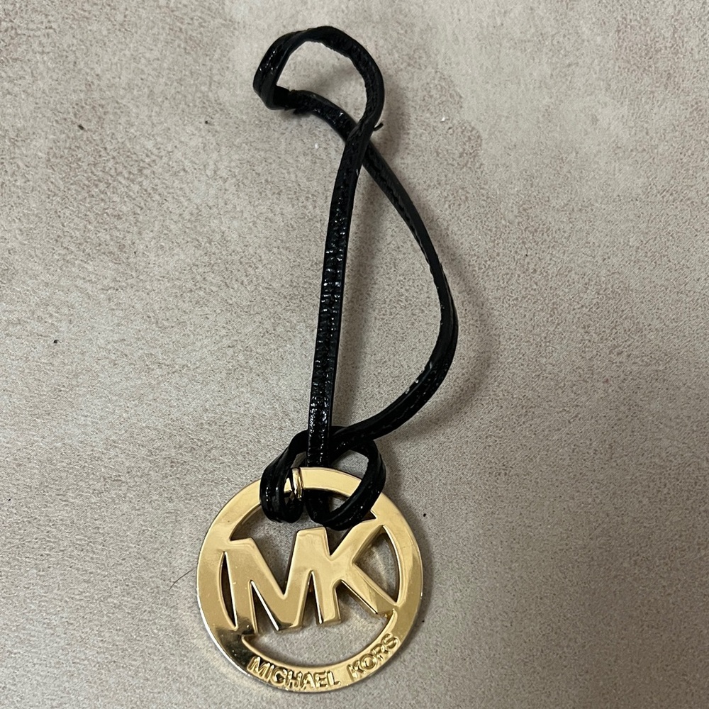 Michael Kors Gold MK Logo Pendant on Black Cord
